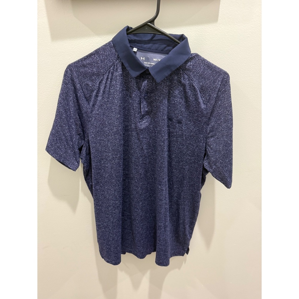 Under Armour Mens Iso-Chill Polo Shirt Navy Blue Speckled Golf Top Size Medium